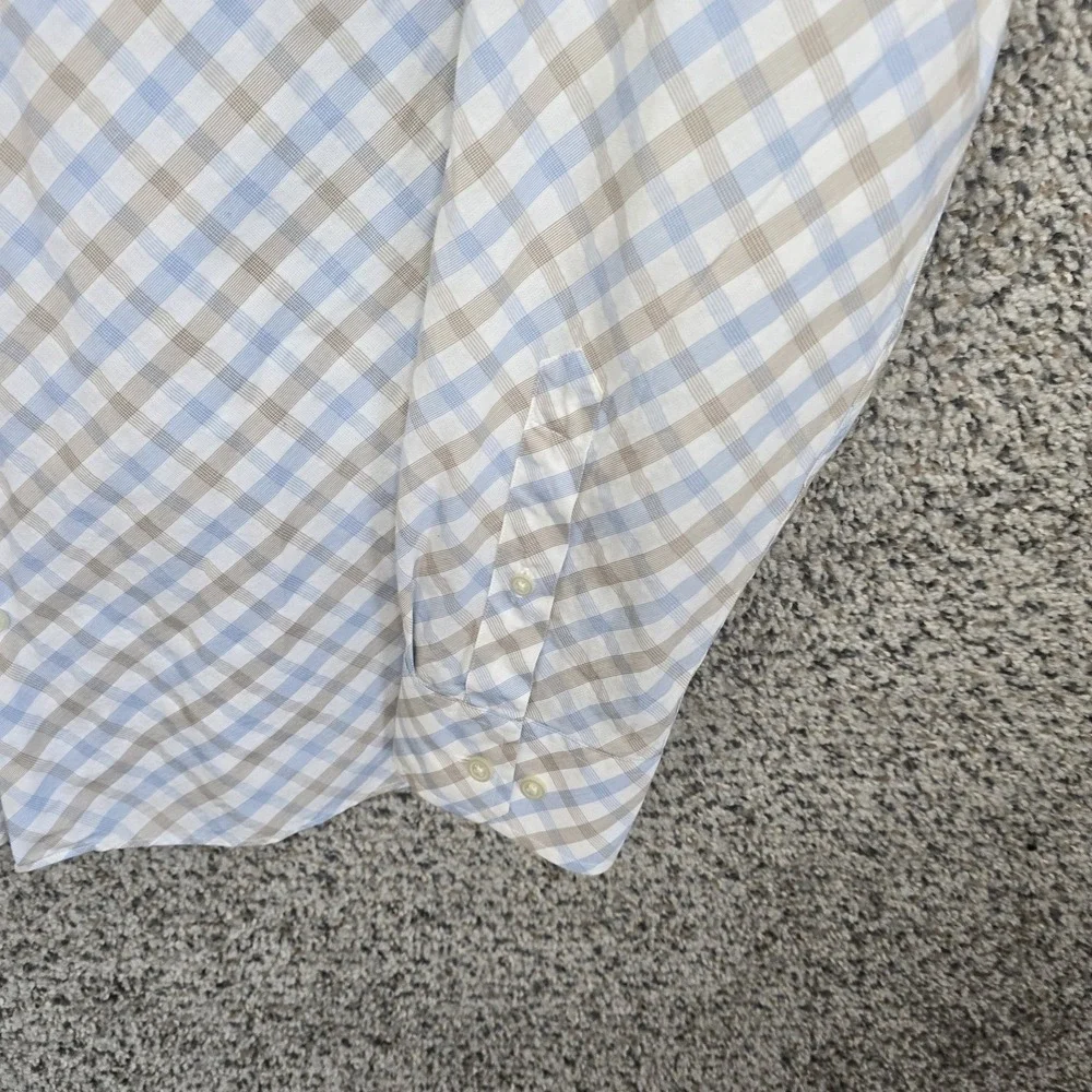 Banana Republic Shirt Mens‎ Large 16-16.5 Blue Plaid Button Up Slim Fit Casual